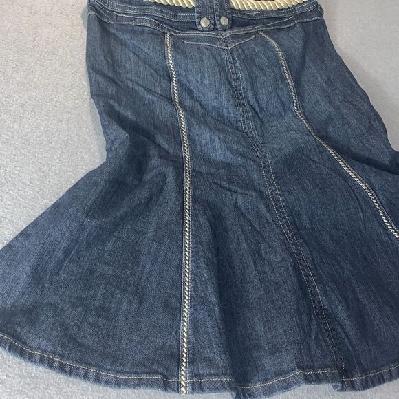 Vintage Y2K Candies Belted Denim Midi Trumpet Flare Skirt Size 5 - Picture 8 of 10